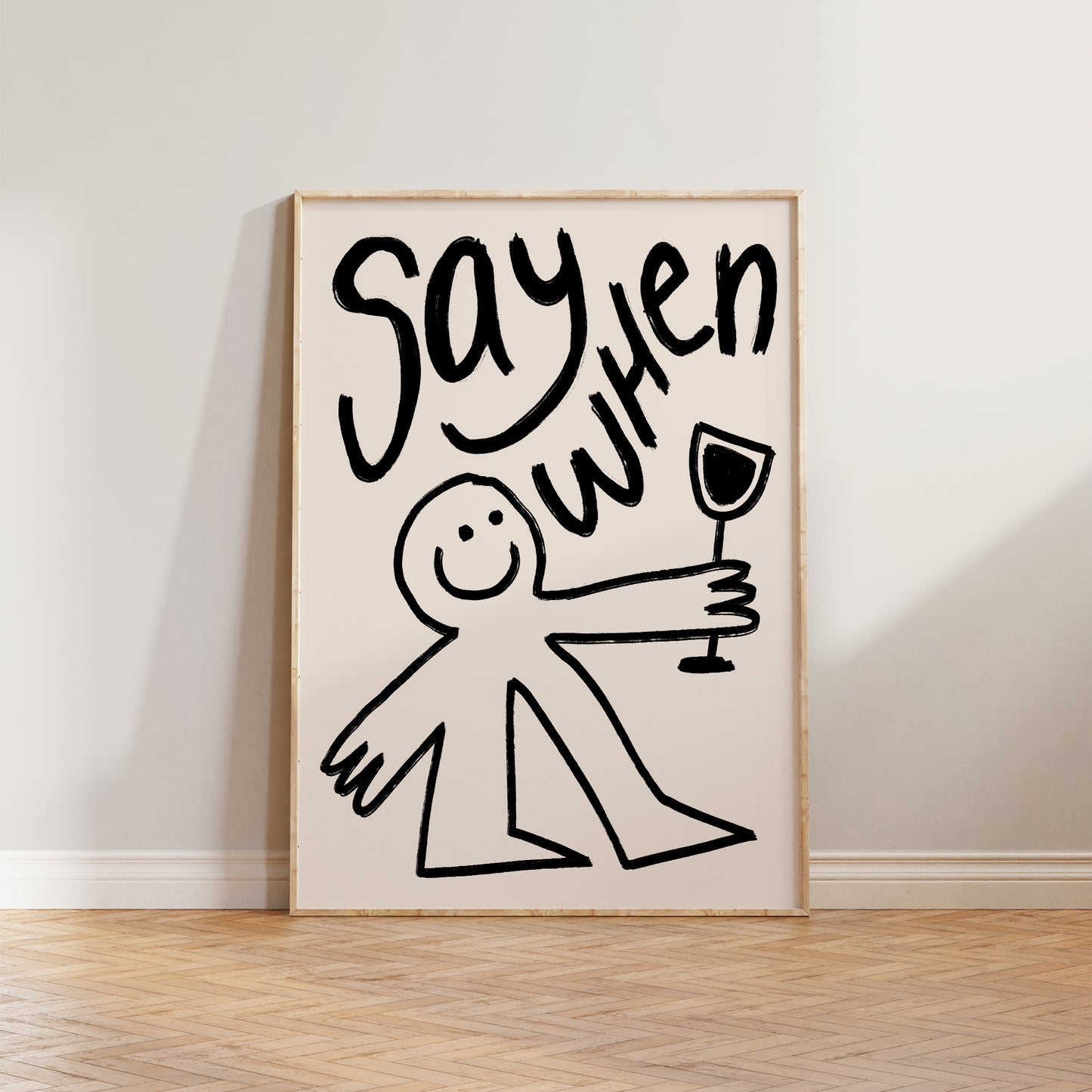 Say When Wine Doodle Print