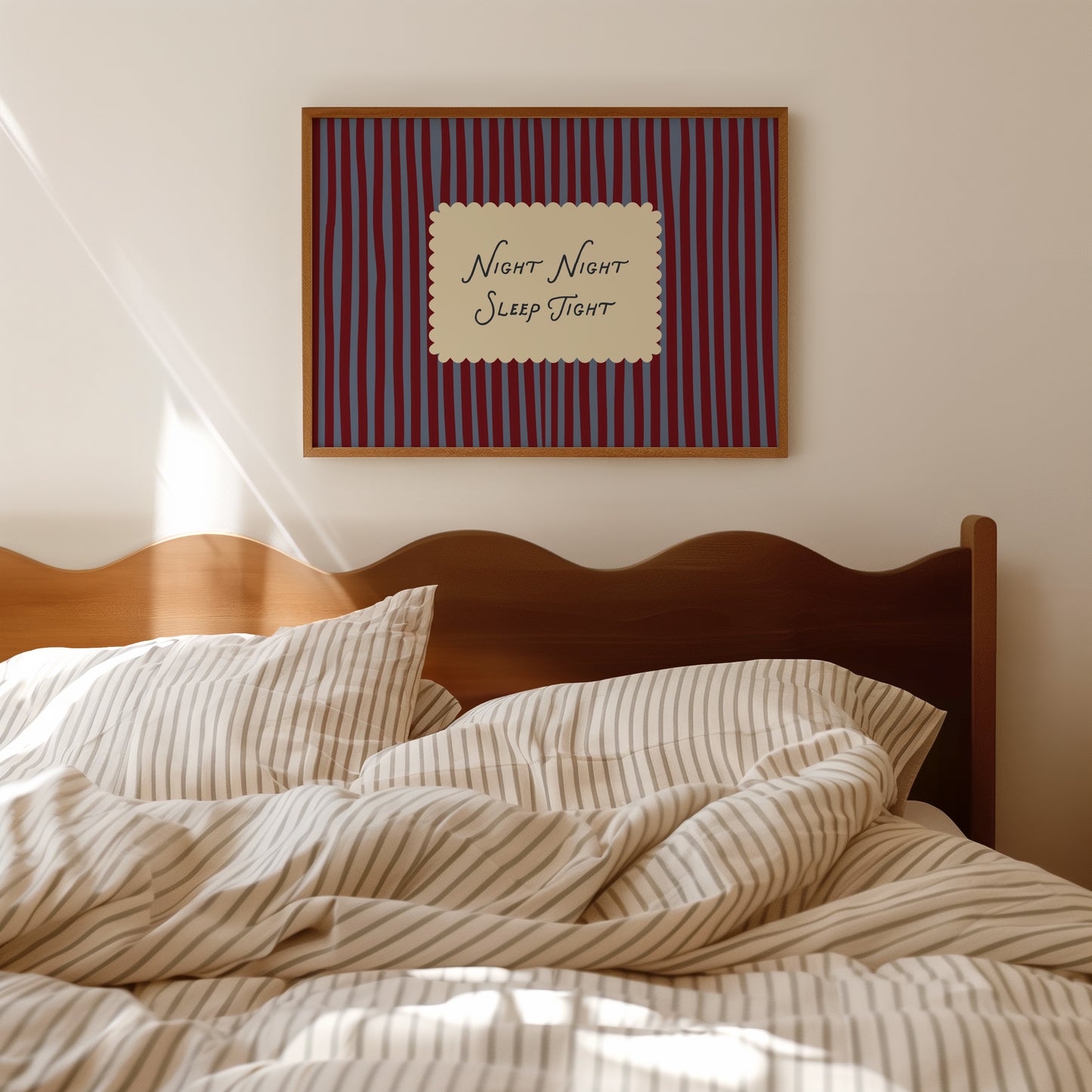 Night Night Sleep Tight Stripe Print
