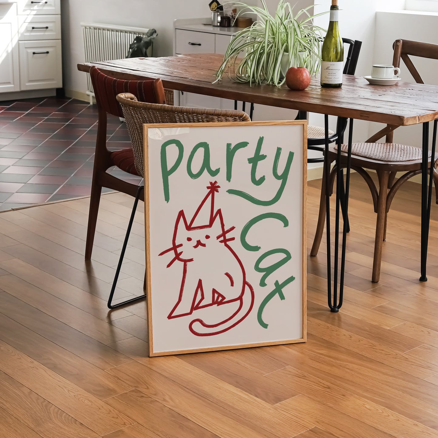 Party Cat Doodle Print