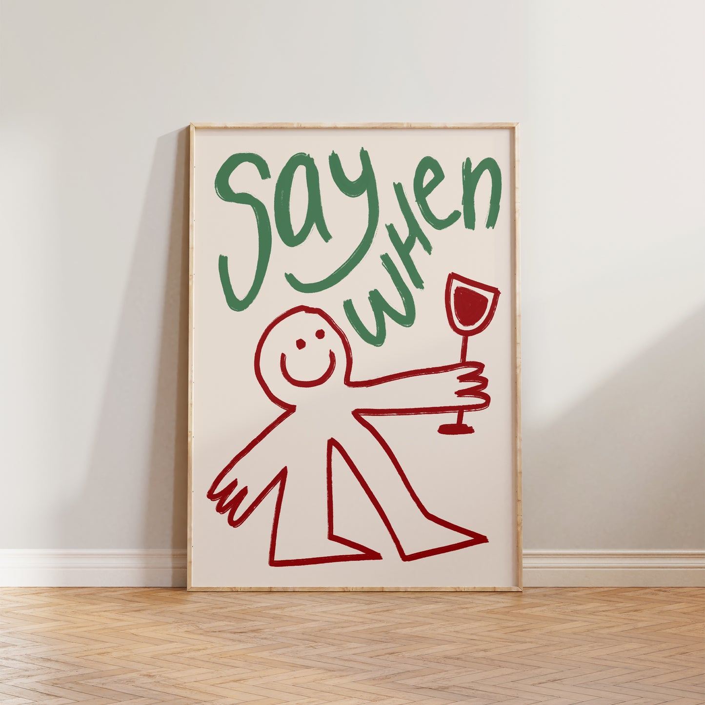 Say When Wine Doodle Print