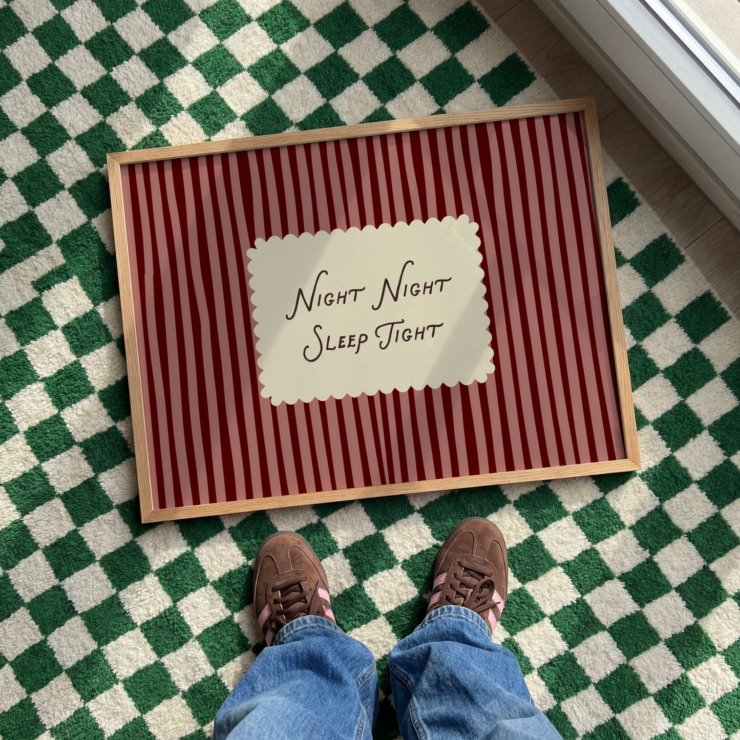 Night Night Sleep Tight Stripe Print