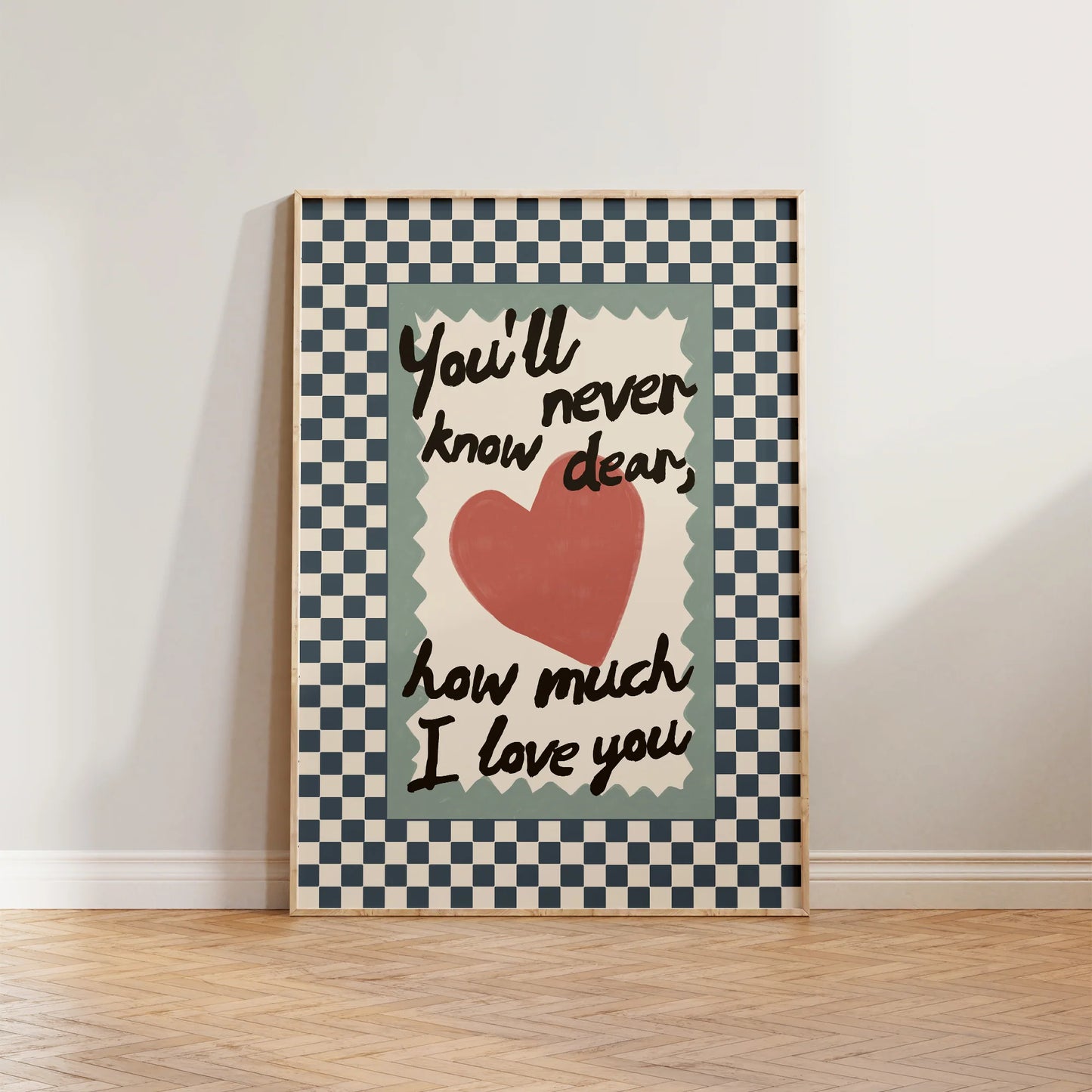 SECONDS How Much I Love You Checkered Print