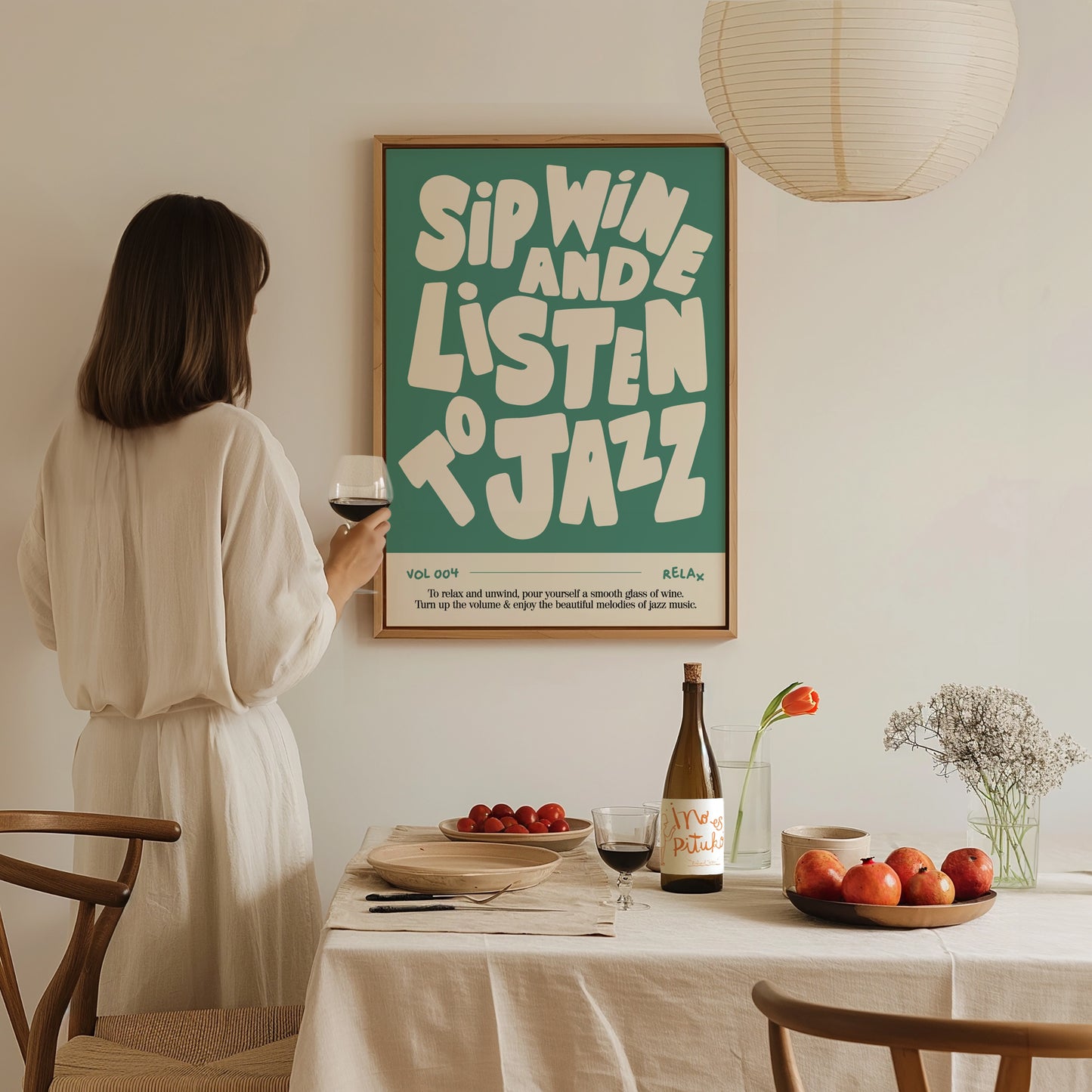 Sip Wine and Listen To Jazz Music Print