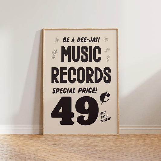 Vintage Music Records Advert Print