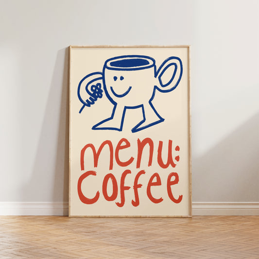 Menu Coffee Doodle Print