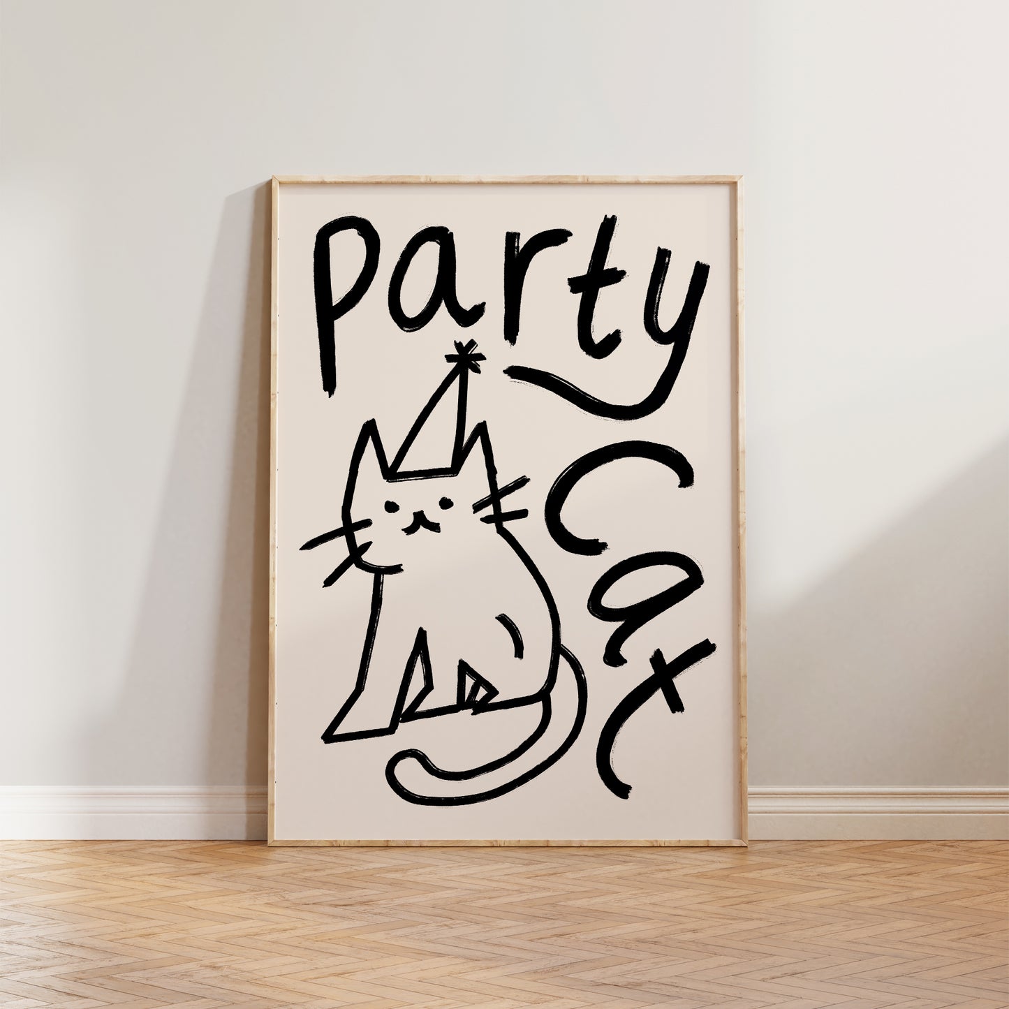 Party Cat Doodle Print