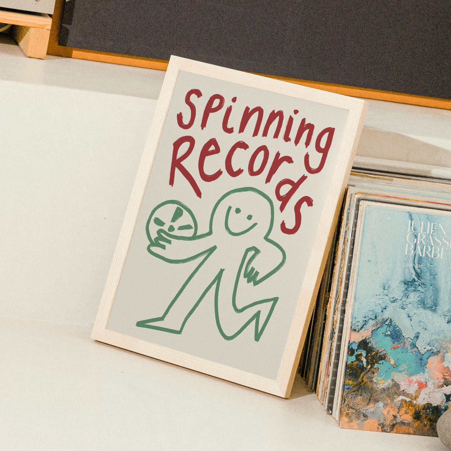 Spinning Records Doodle Print