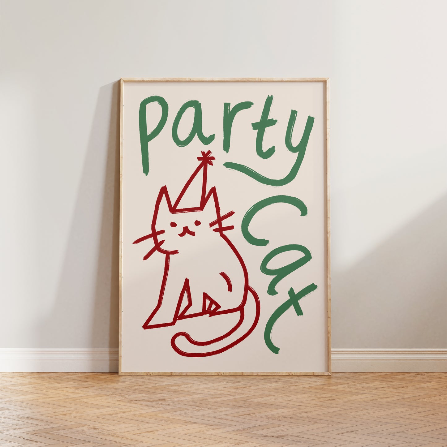 Party Cat Doodle Print