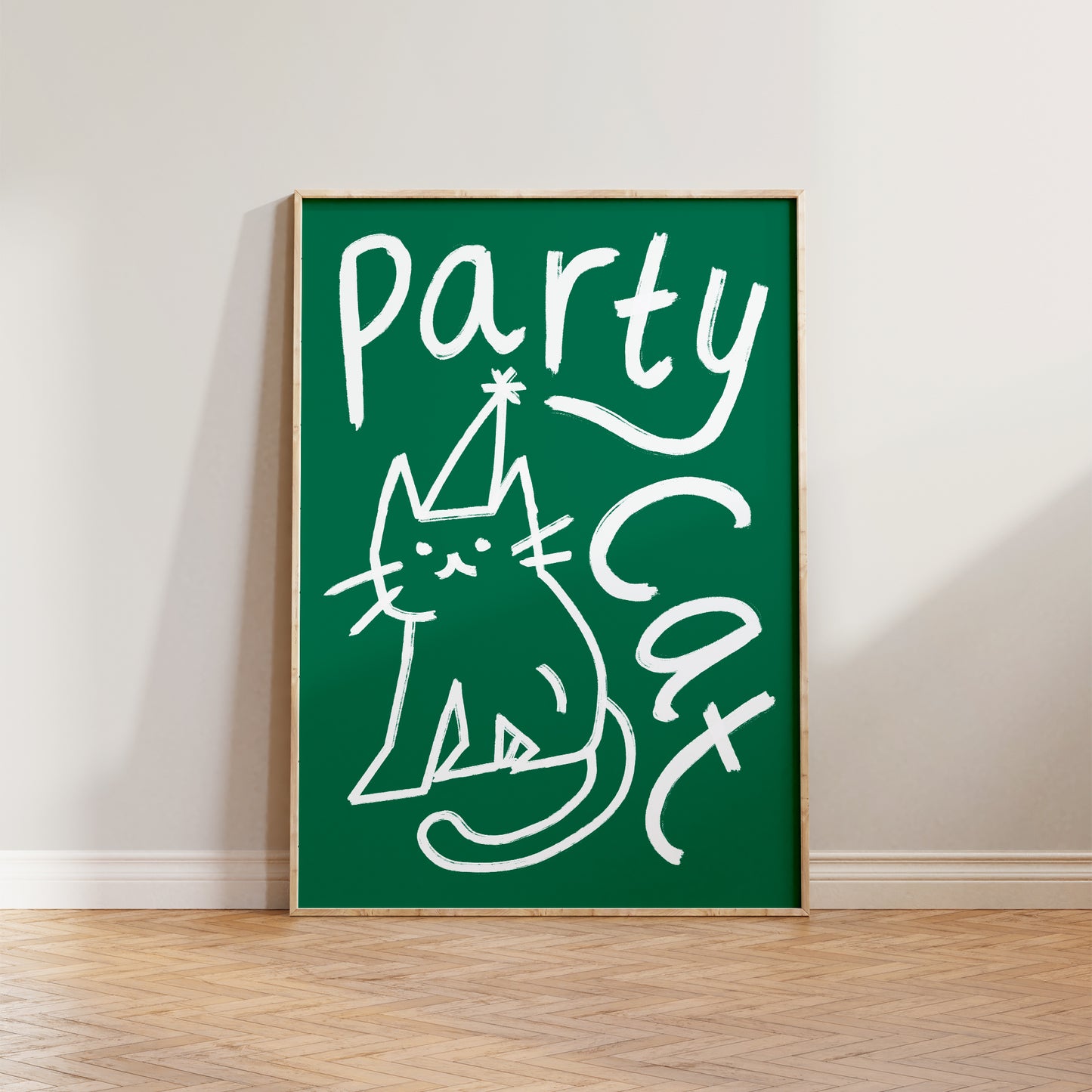 Party Cat Doodle Print