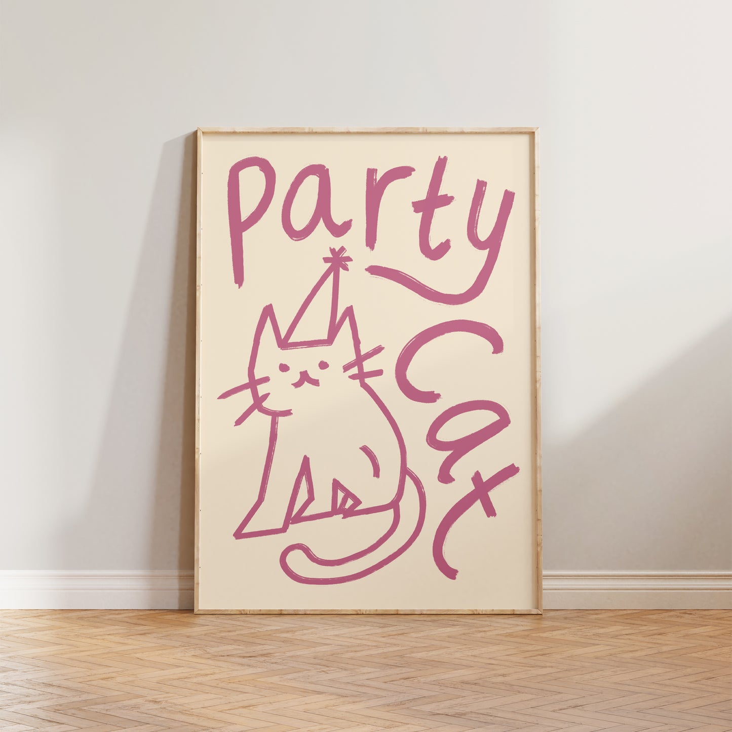 Party Cat Doodle Print