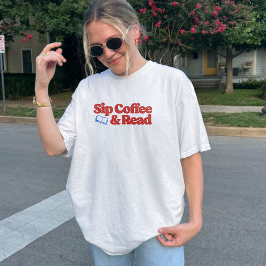 Sip Coffee & Read Retro T-Shirt