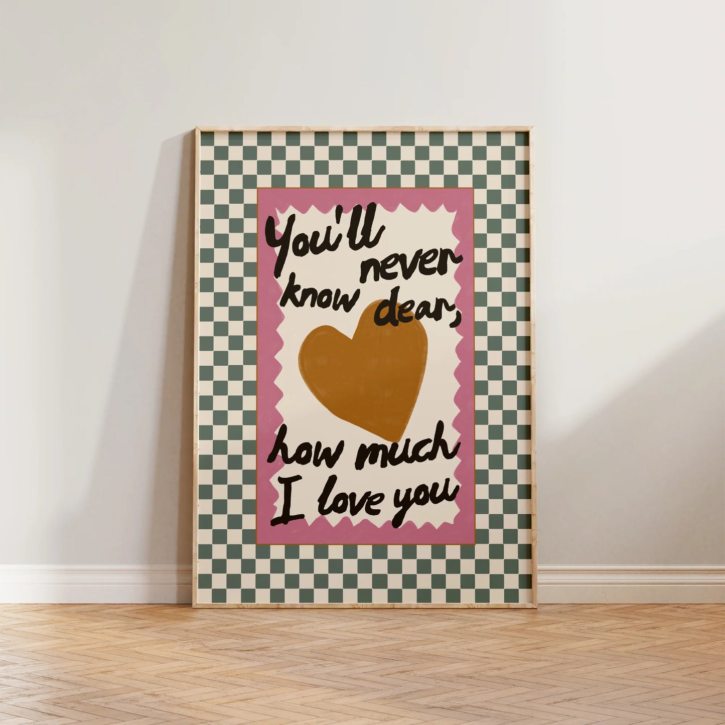 SECONDS How Much I Love You Checkered Print