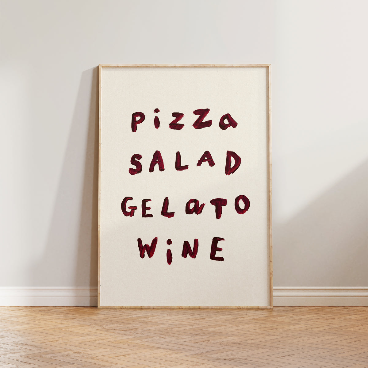 Pizza, Salad, Gelato, Wine Print