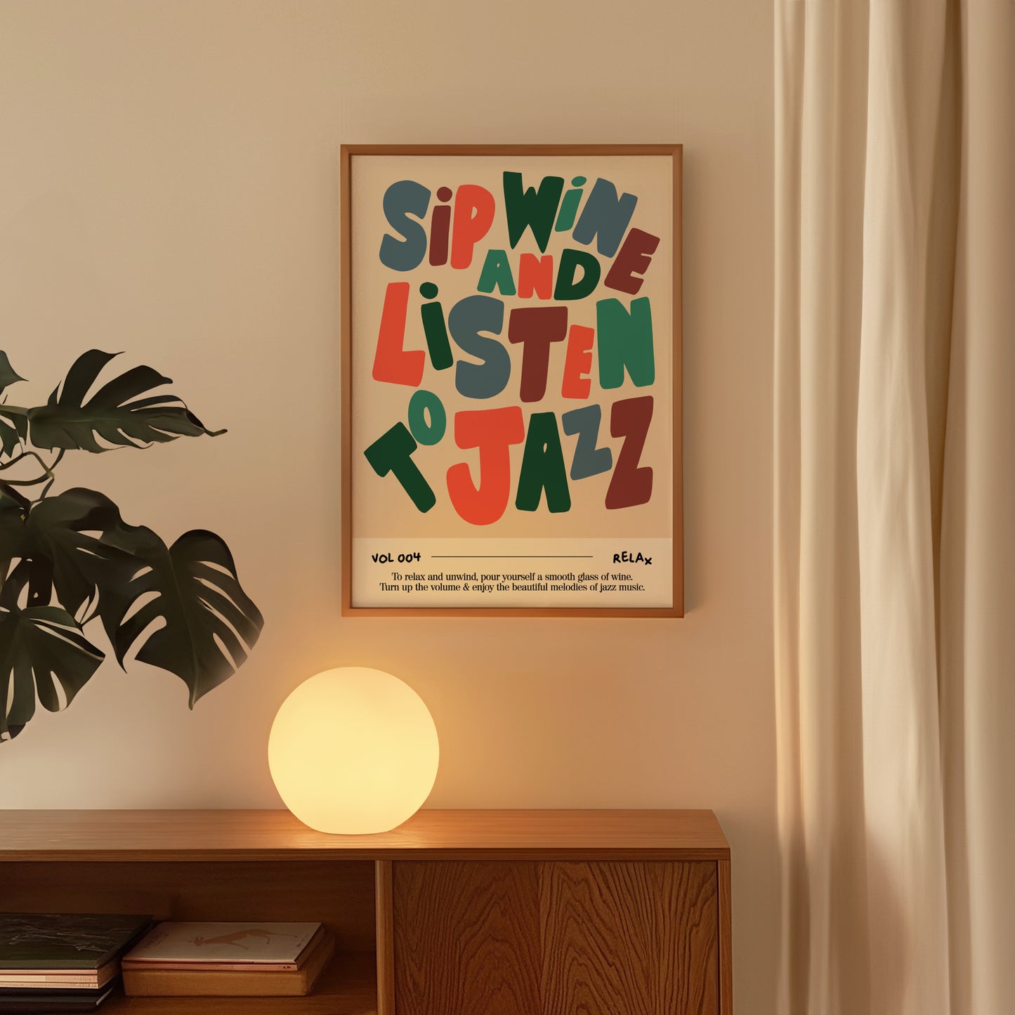 Sip Wine and Listen To Jazz Music Print