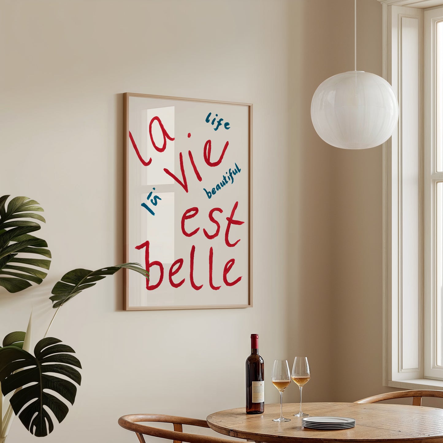 La Vie Est Belle Hand Painted Print