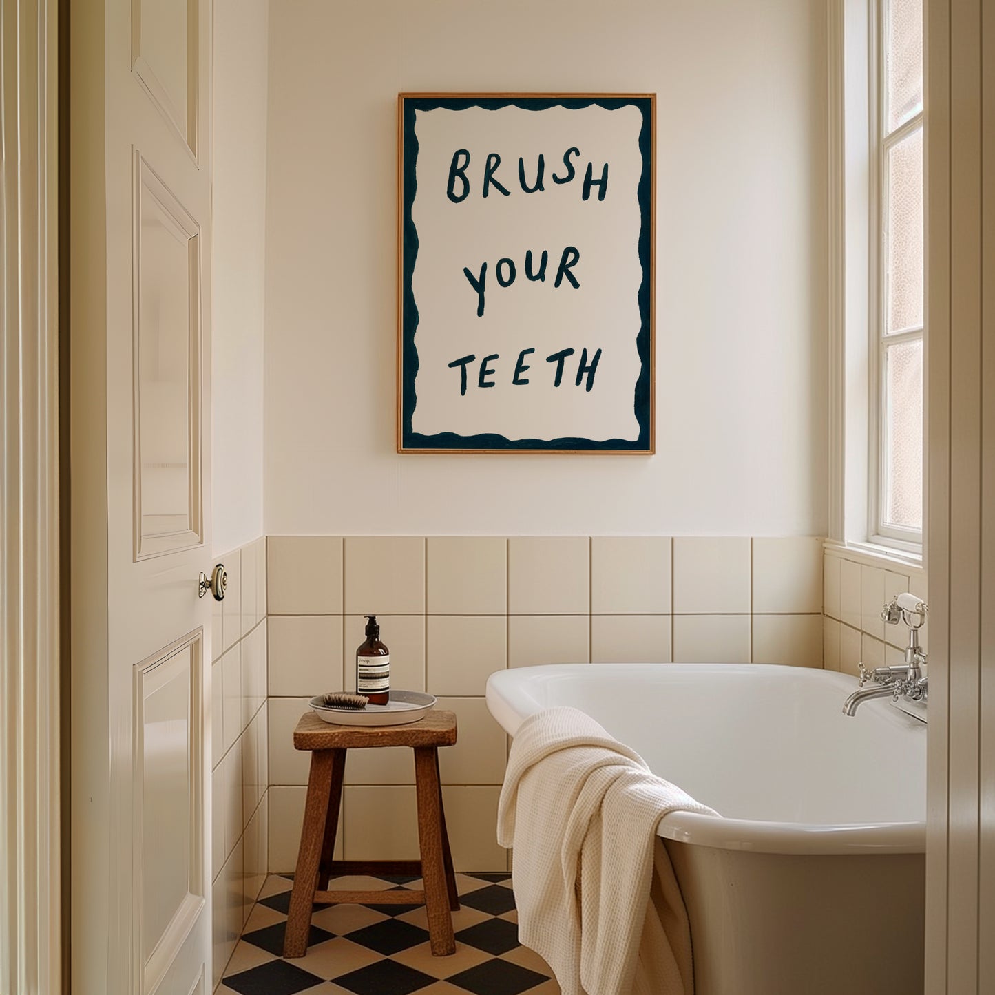 Brush Your Teeth Hand Painted Print