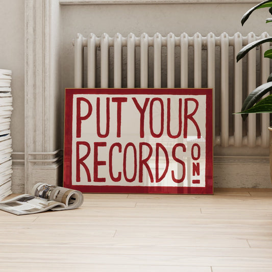 Put Your Records On Retro Hand Painted Print