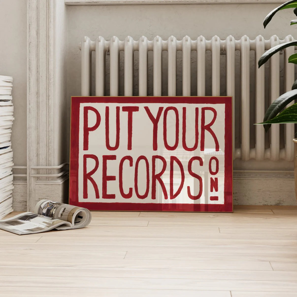 SECONDS Put Your Records On Retro Hand Painted Print