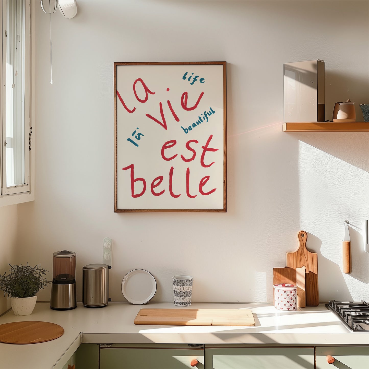 La Vie Est Belle Hand Painted Print