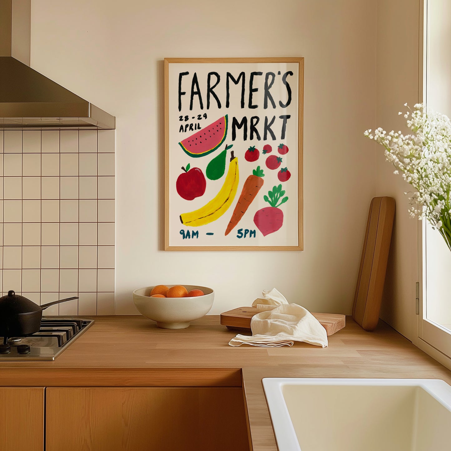 Farmer’s Market Hand Painted Print