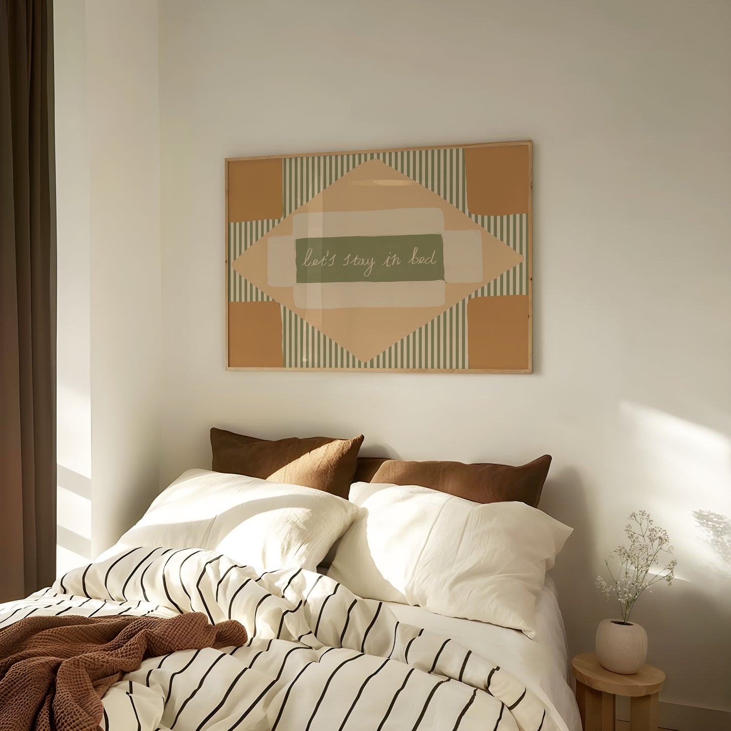 Let's Stay In Bed Striped Print