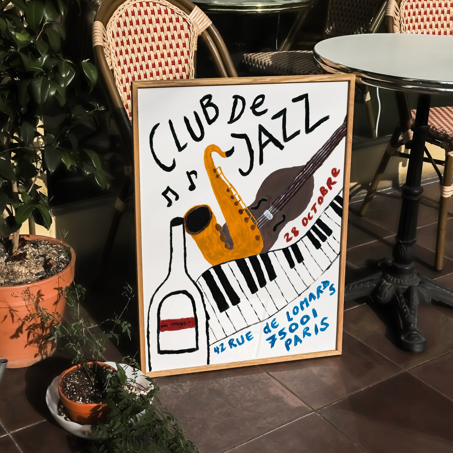 Club De Jazz Hand Painted Print