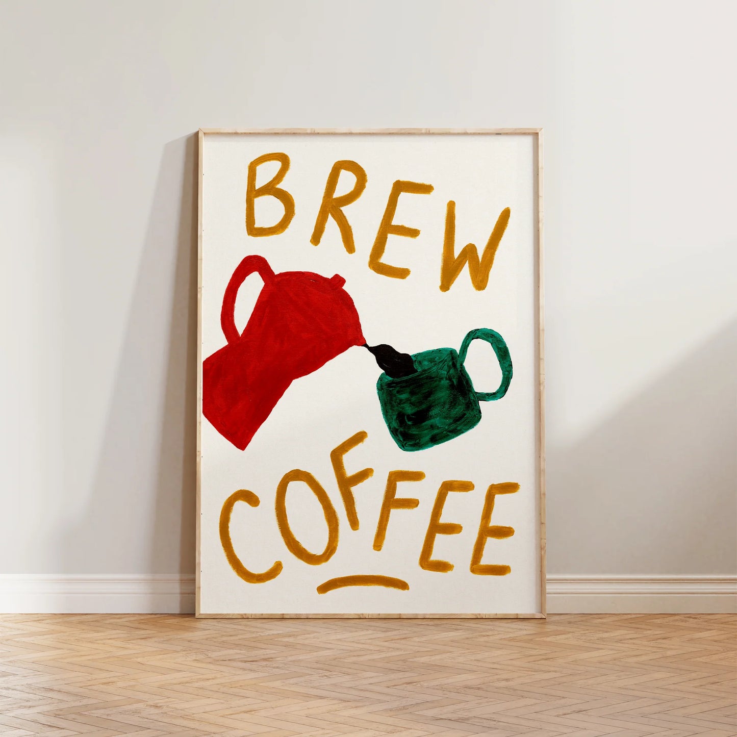 SECONDS Brew Coffee Hand Painted Print