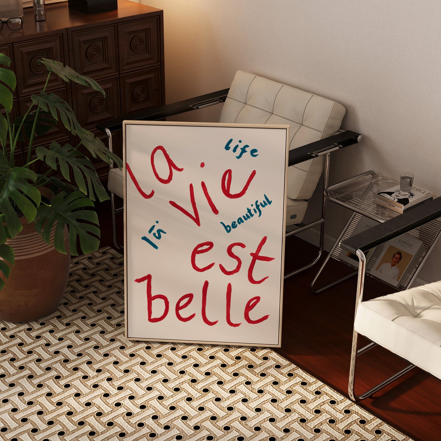 La Vie Est Belle Hand Painted Print