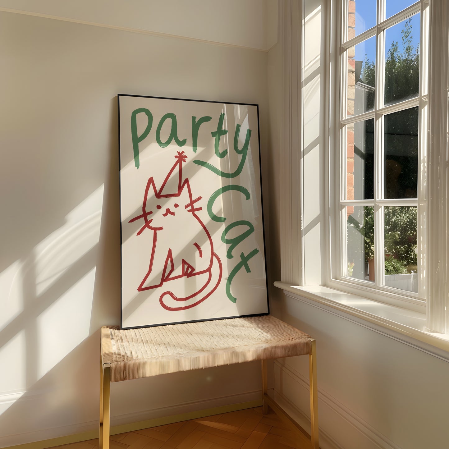 Party Cat Doodle Print