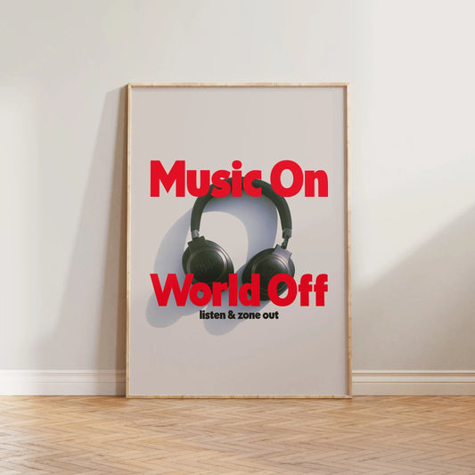 SECONDS Music On World Off Retro Print