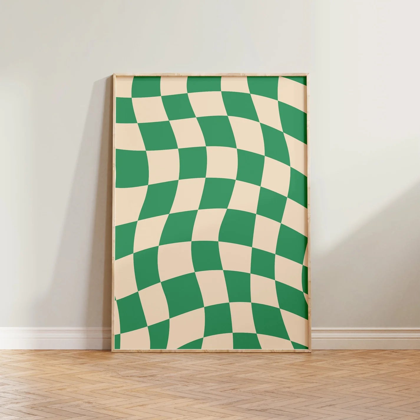 SECONDS Checkered Green Print