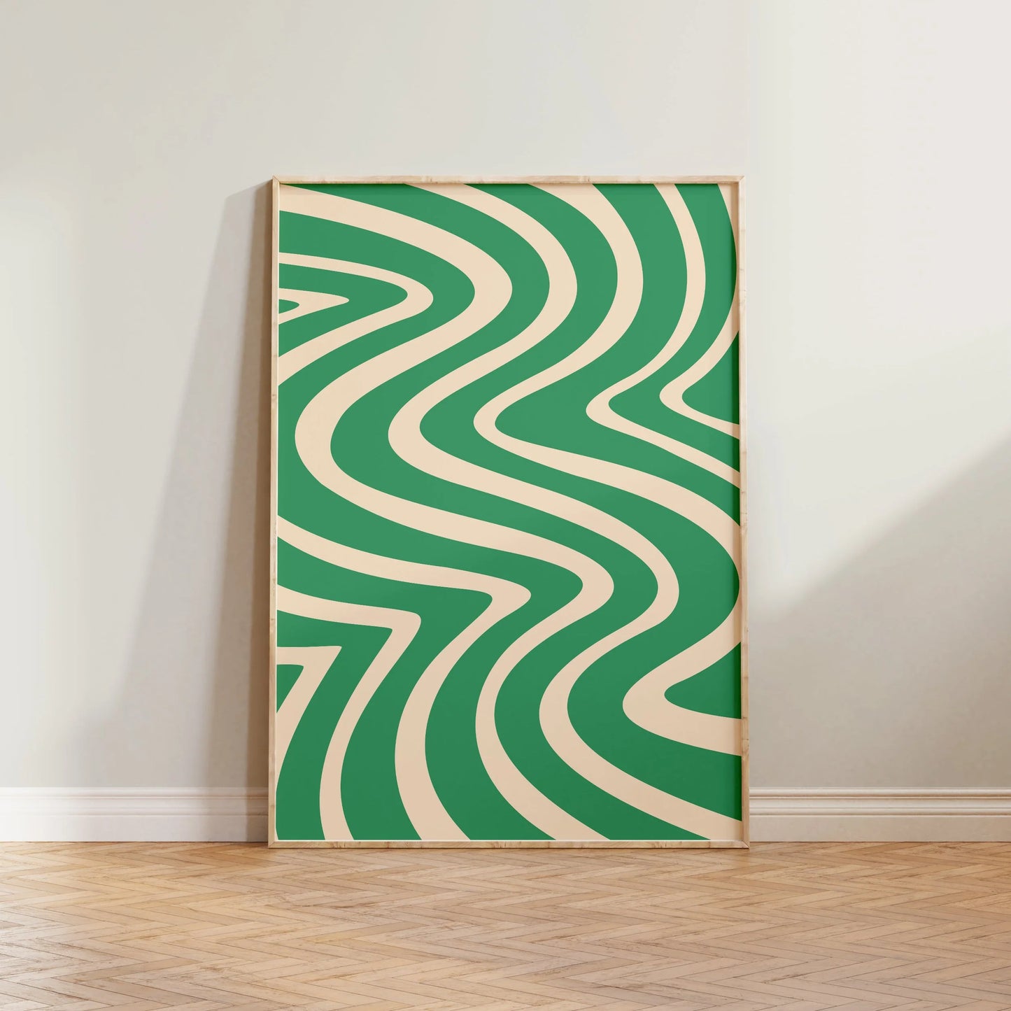 SECONDS Abstract Wavy Pattern Green Print