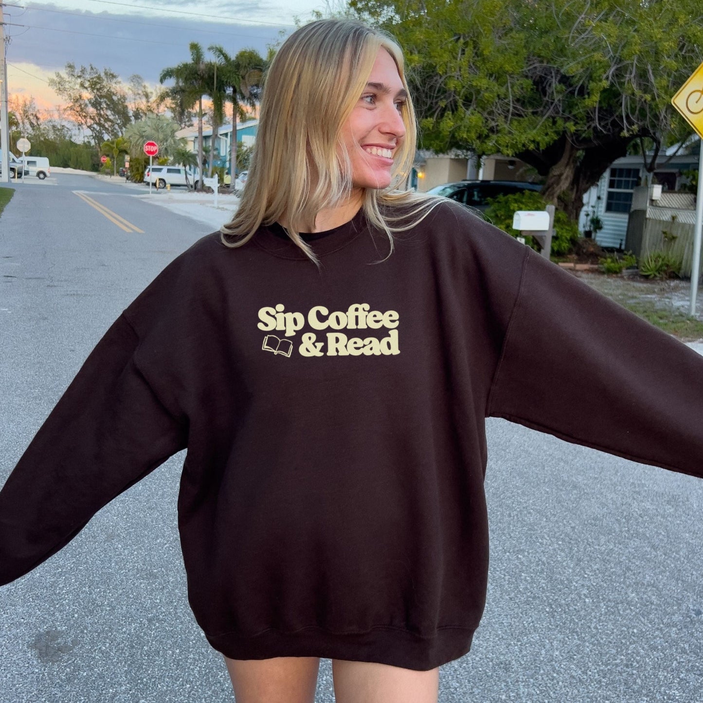 Sip Coffee & Read Brown Sweatshirt