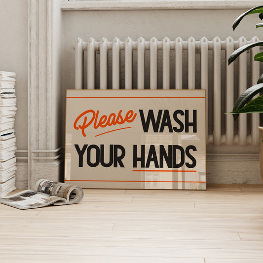 Please Wash Your Hands Retro Print