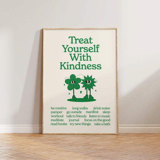 Retro Treat Yourself With Kindness Print