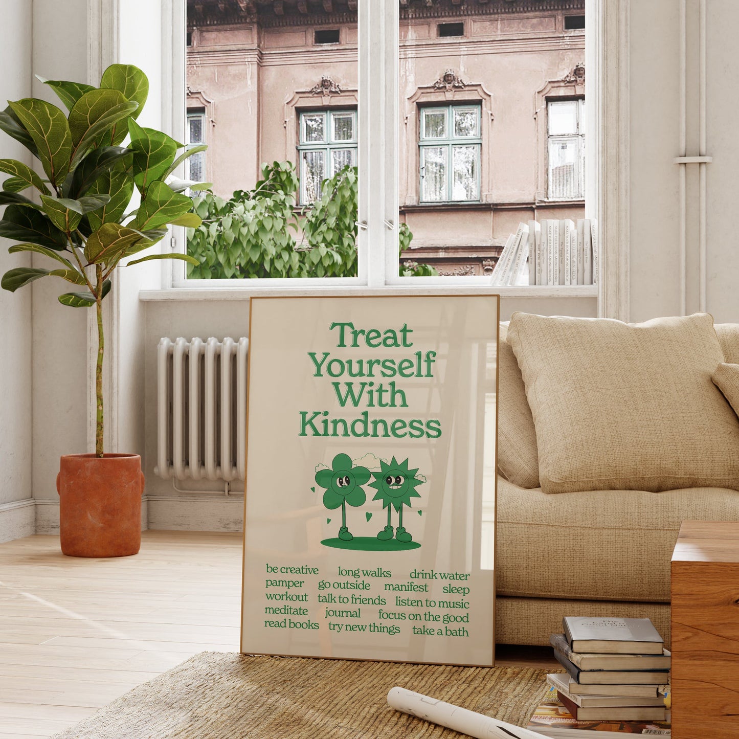 Retro Treat Yourself With Kindness Print
