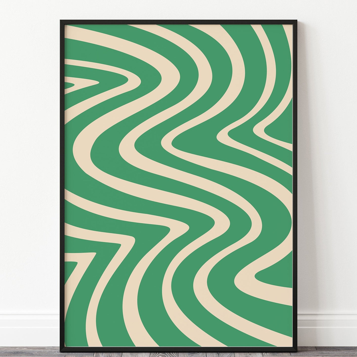 Abstract Wavy Pattern Green Print