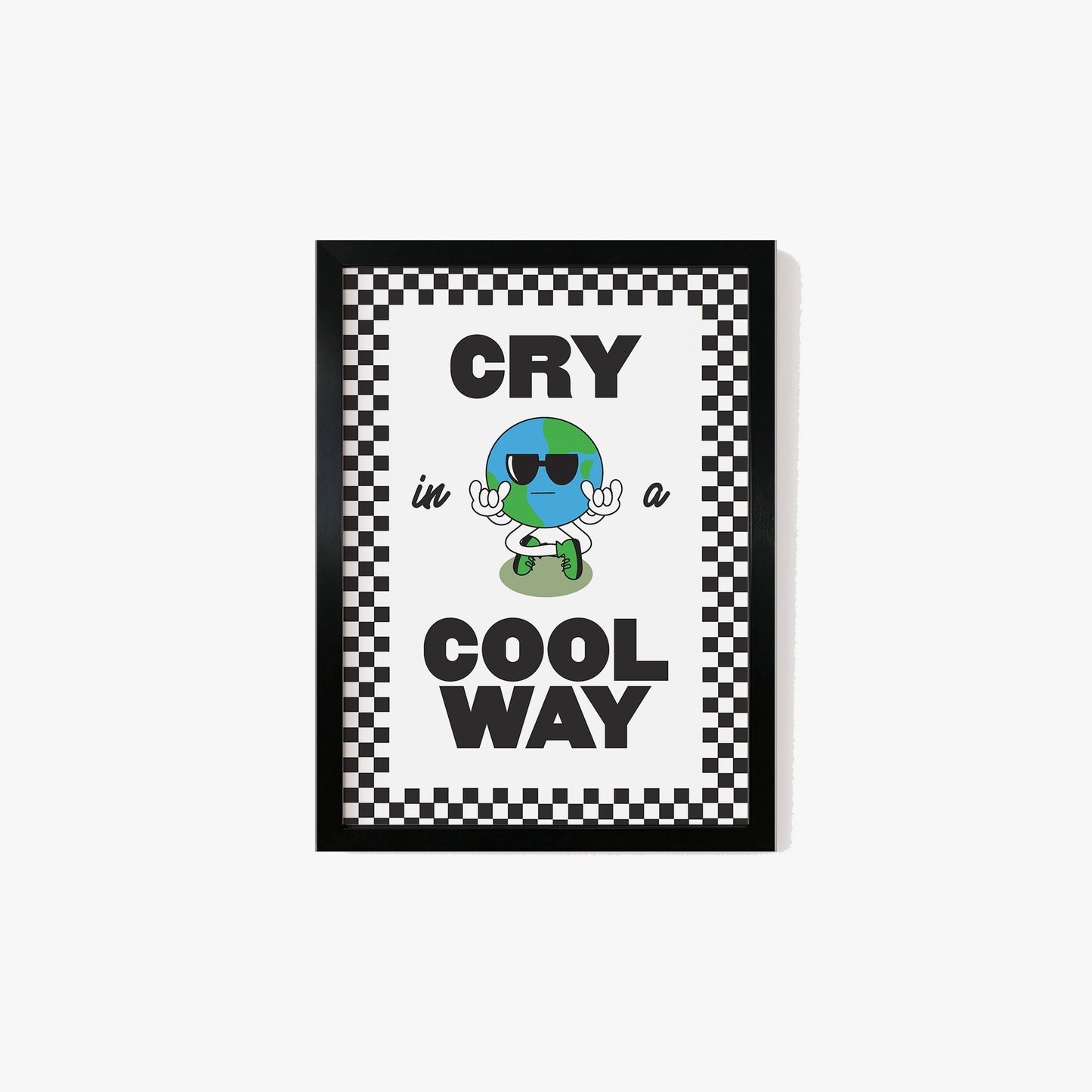 Retro Cry In A Cool Way Checkered Print