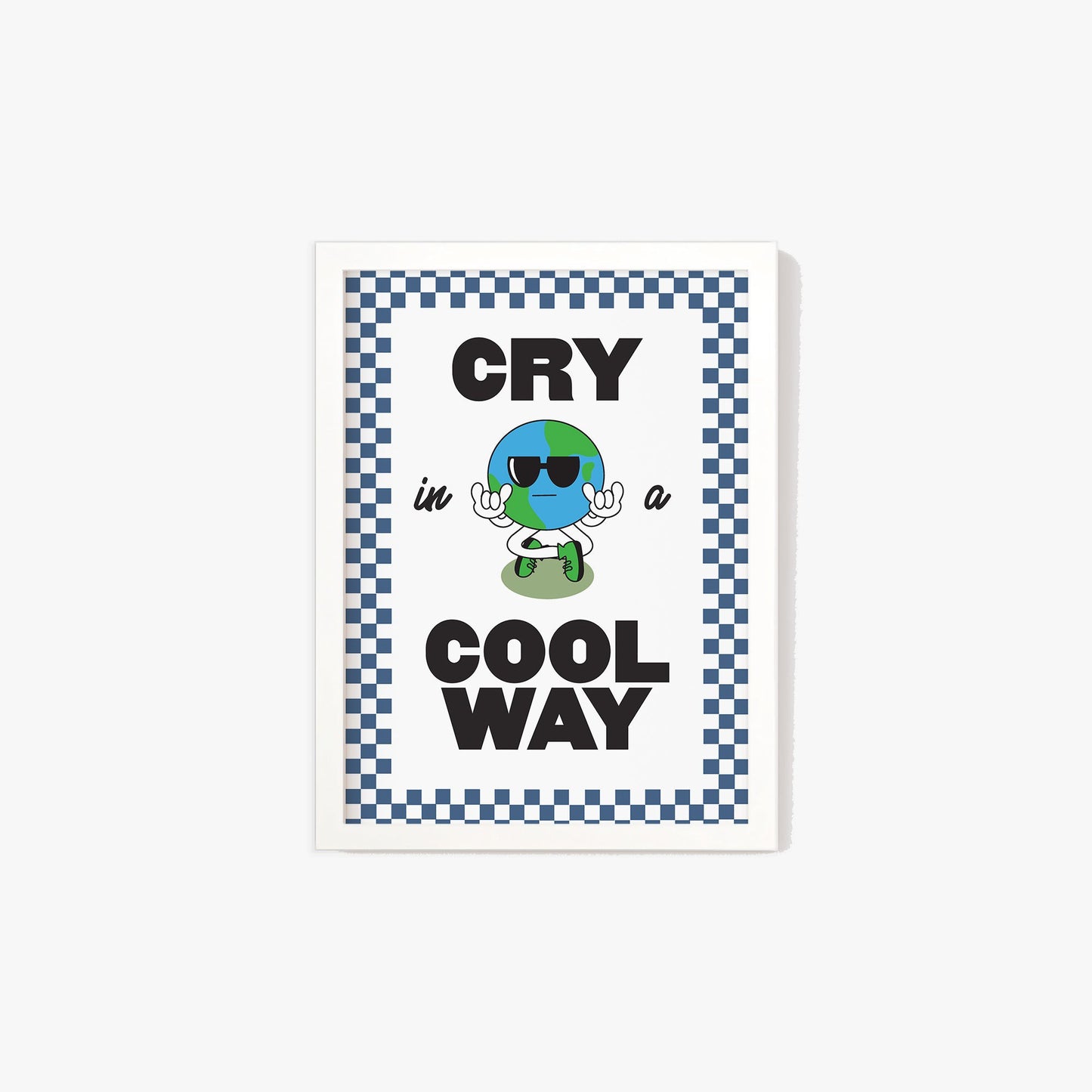 Retro Cry In A Cool Way Checkered Print