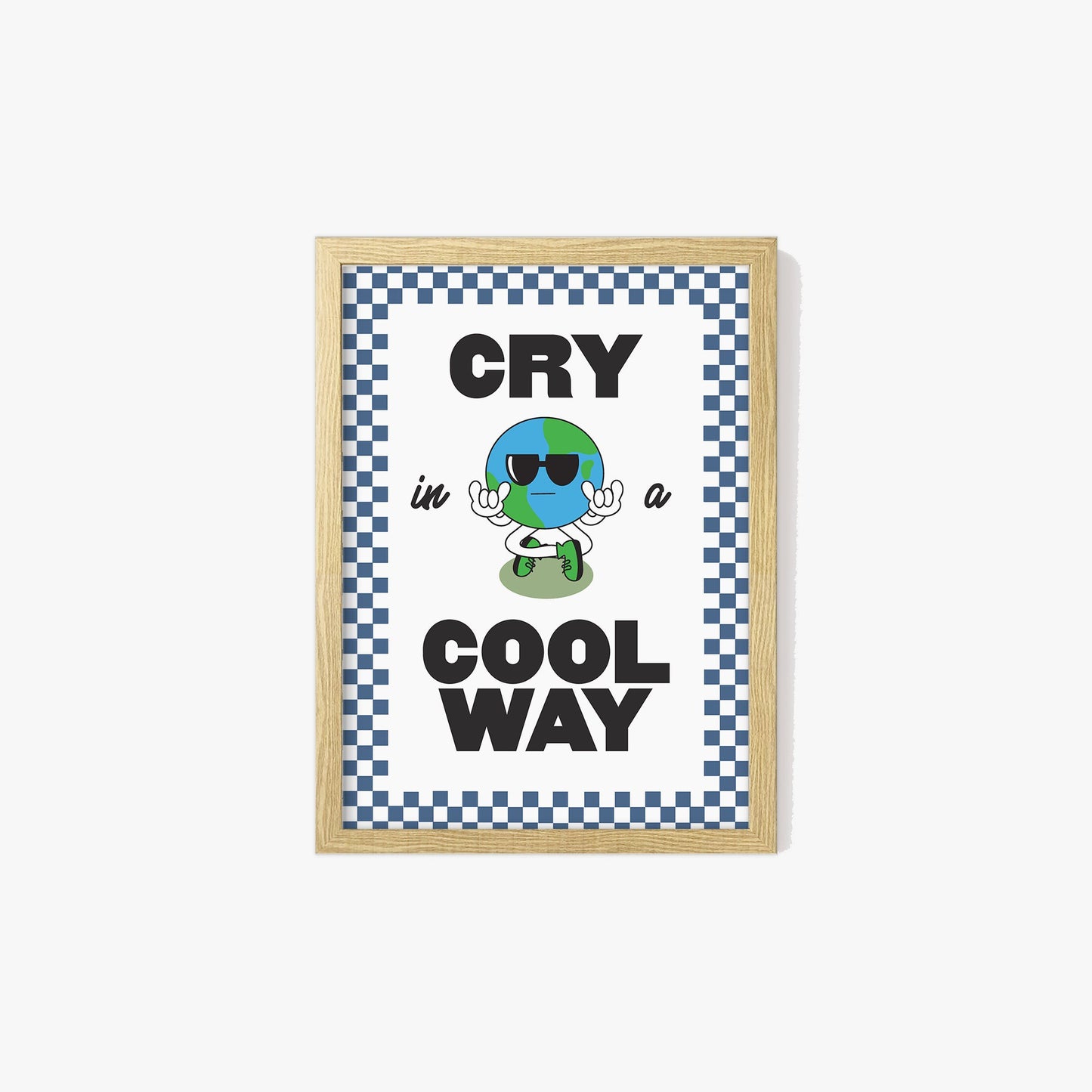 Retro Cry In A Cool Way Checkered Print