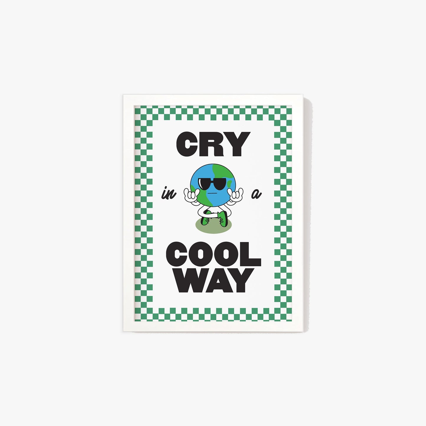 Retro Cry In A Cool Way Checkered Print