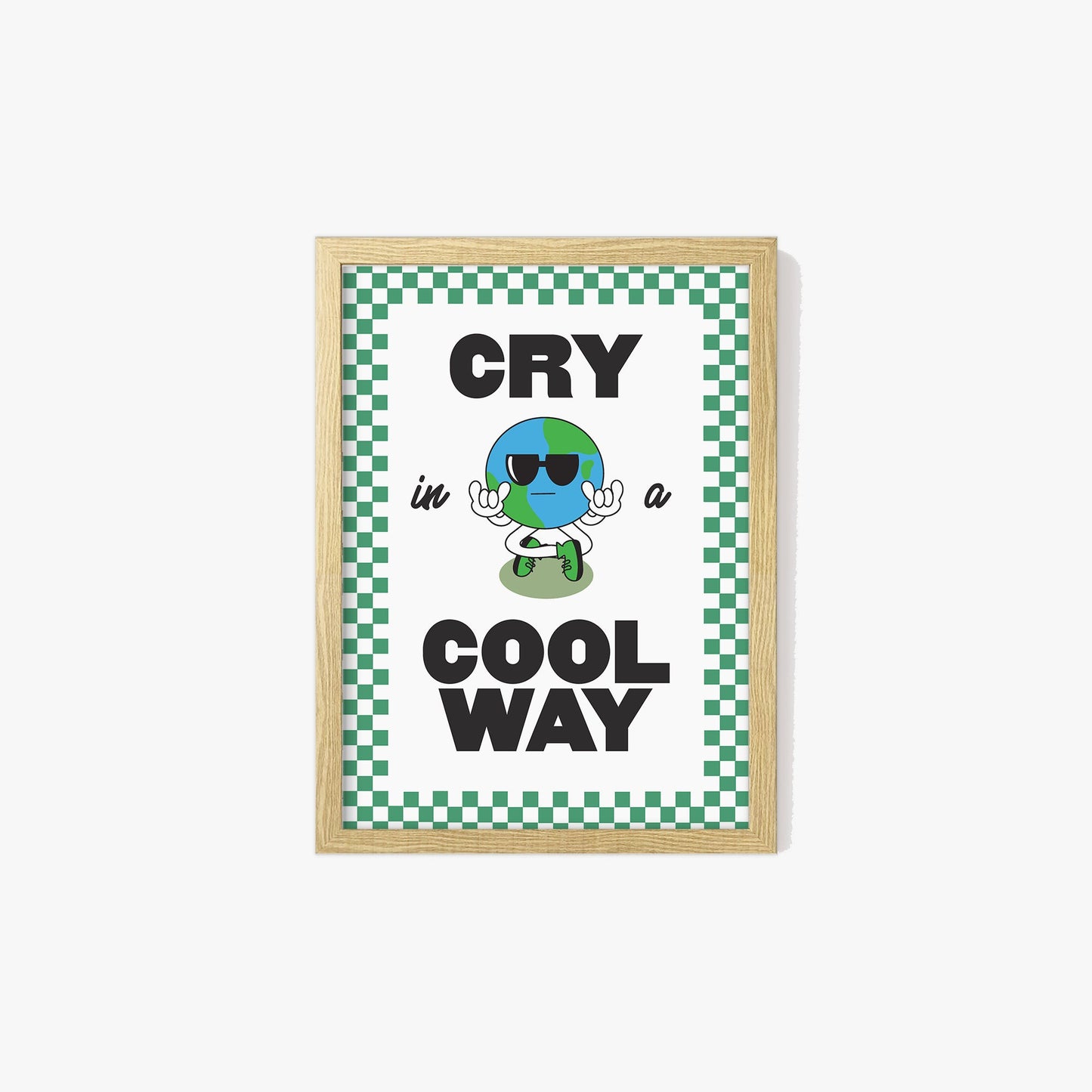 Retro Cry In A Cool Way Checkered Print