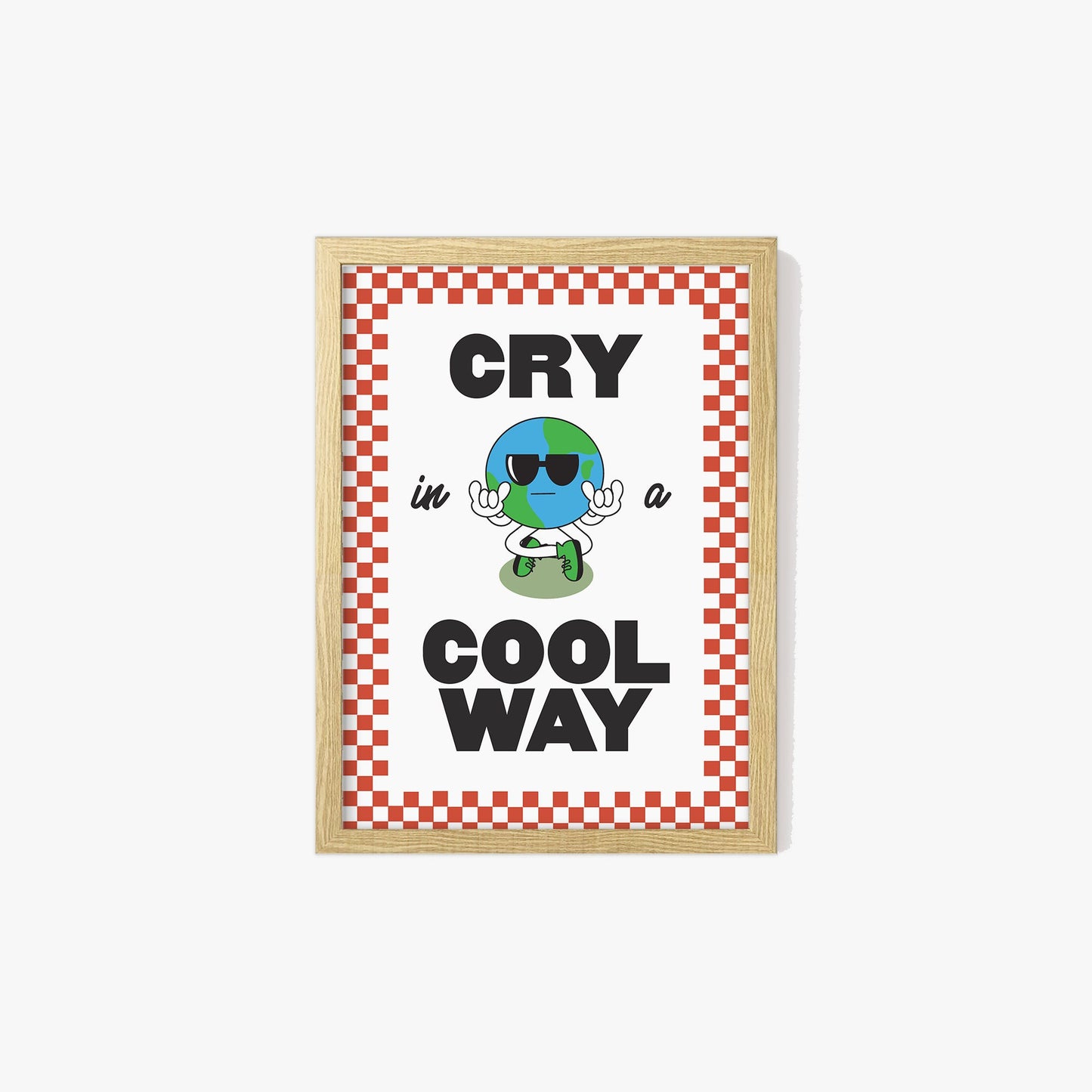 Retro Cry In A Cool Way Checkered Print