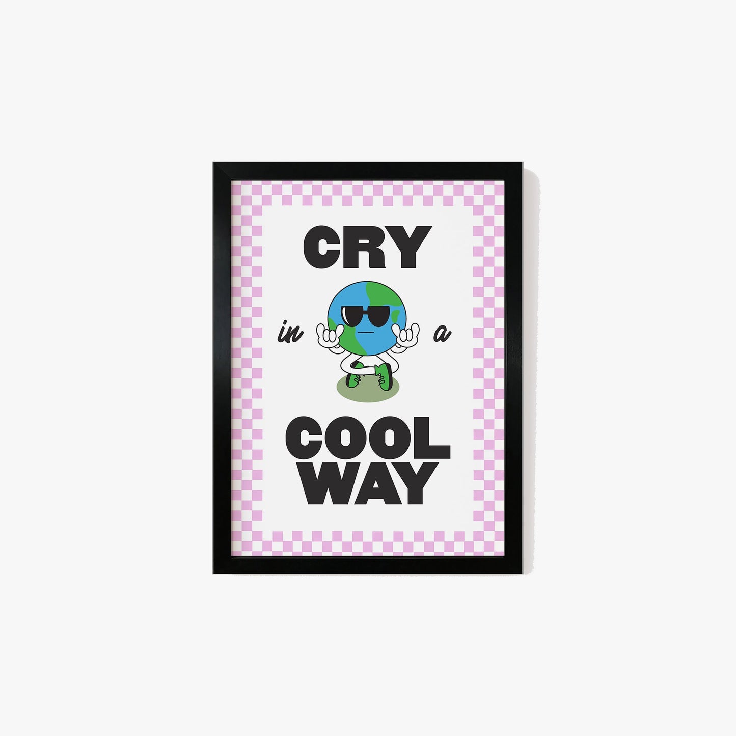 Retro Cry In A Cool Way Checkered Print