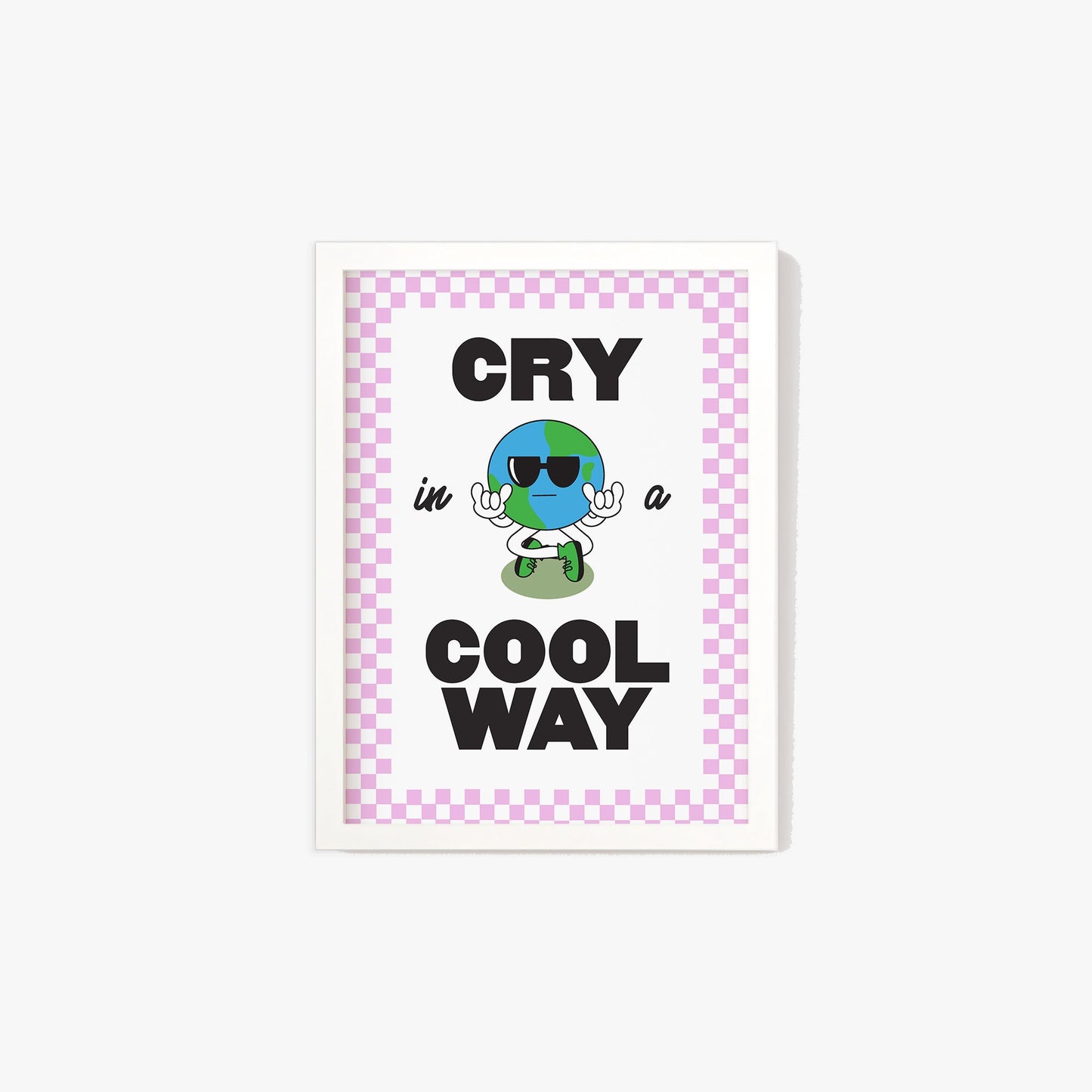 Retro Cry In A Cool Way Checkered Print