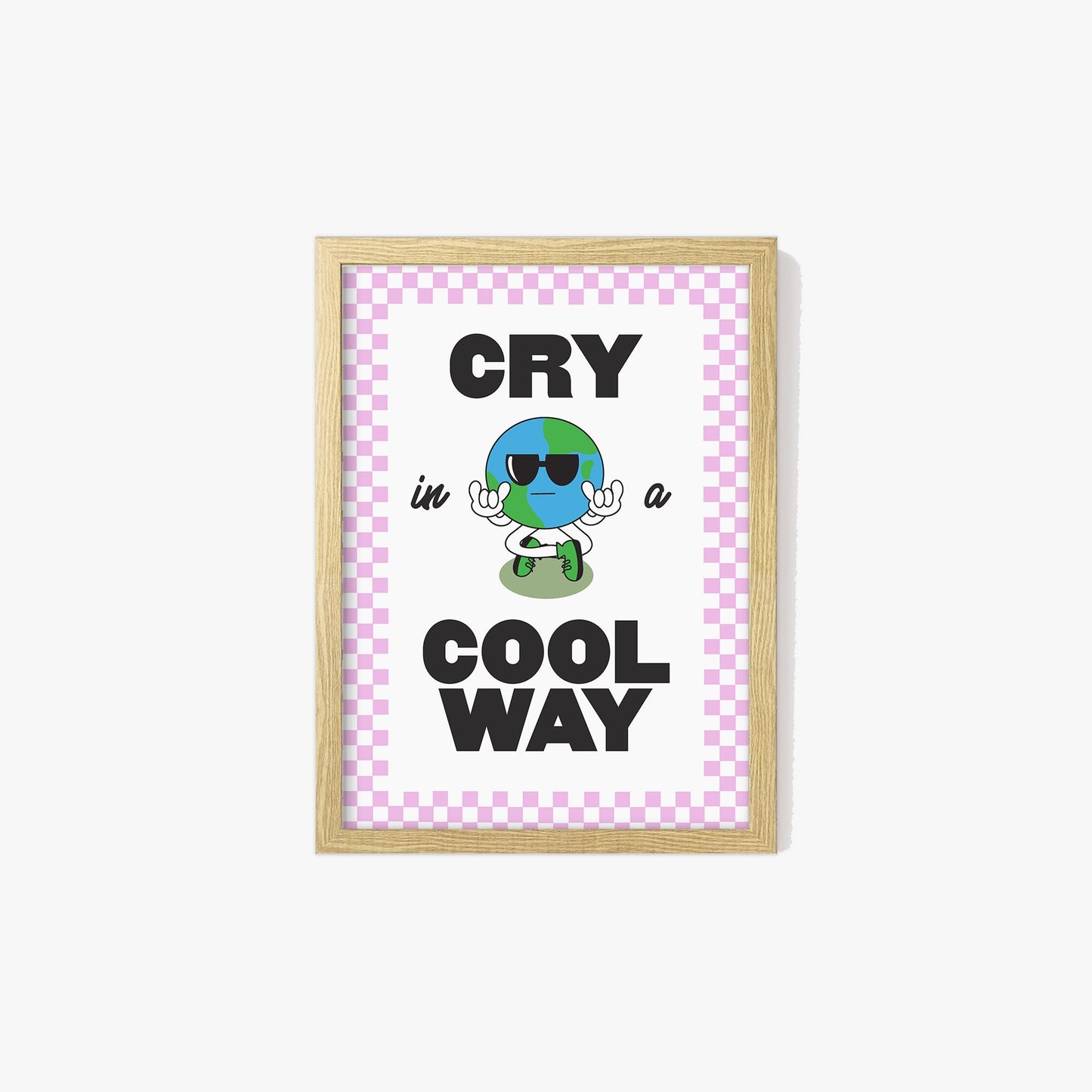 Retro Cry In A Cool Way Checkered Print