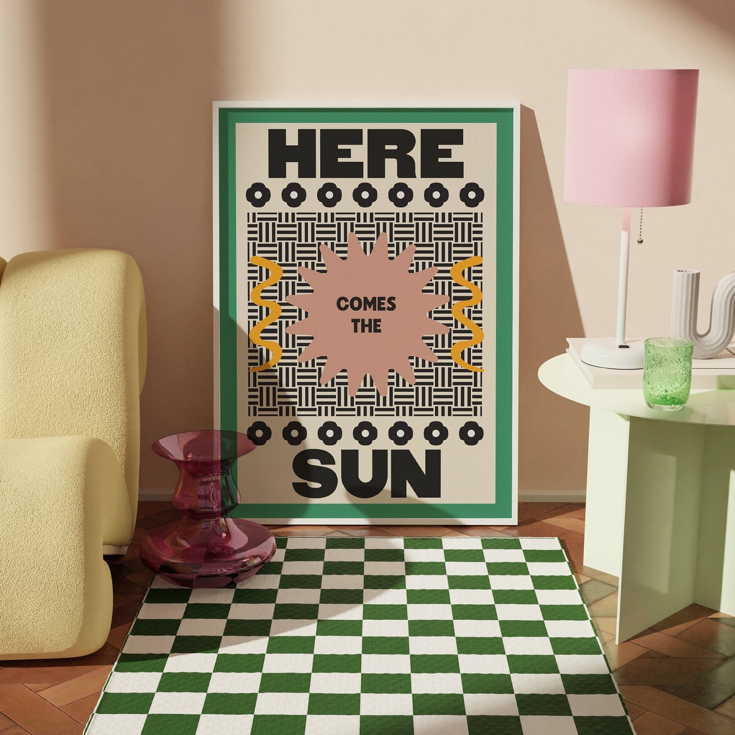 Retro Here Comes The Sun Print