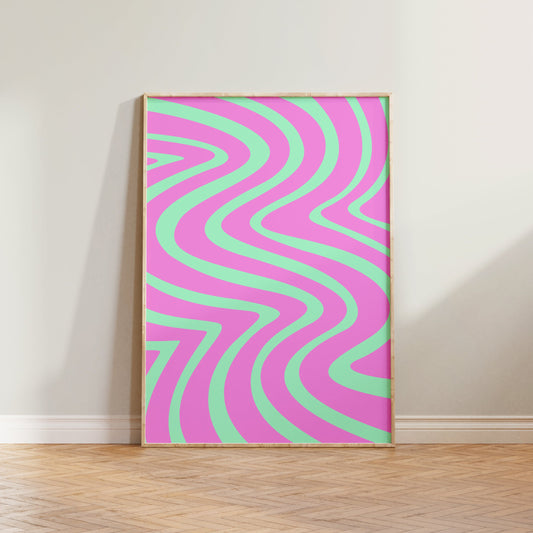 Abstract Wavy Pattern Pink Print