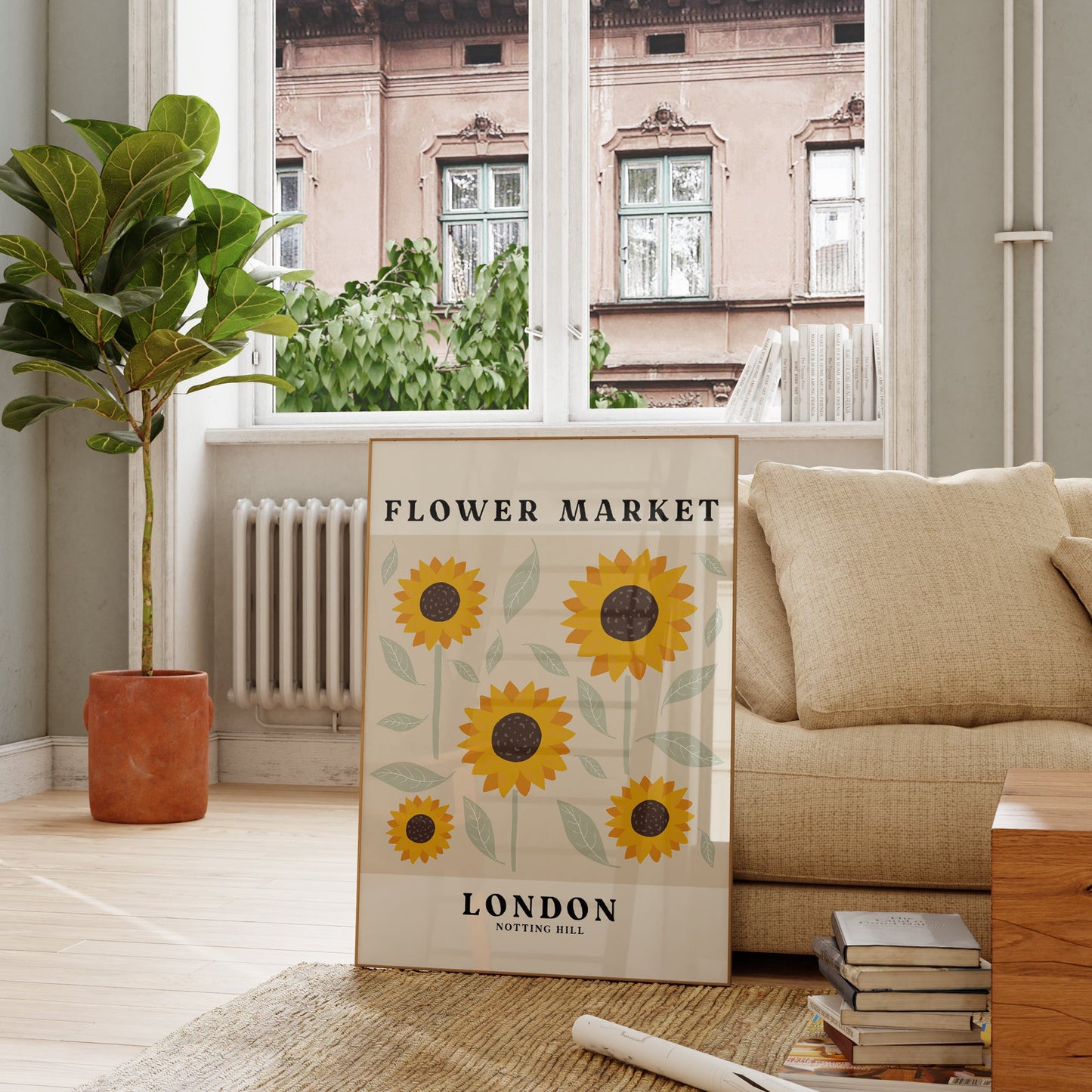 Flower Market Sunflower London Print