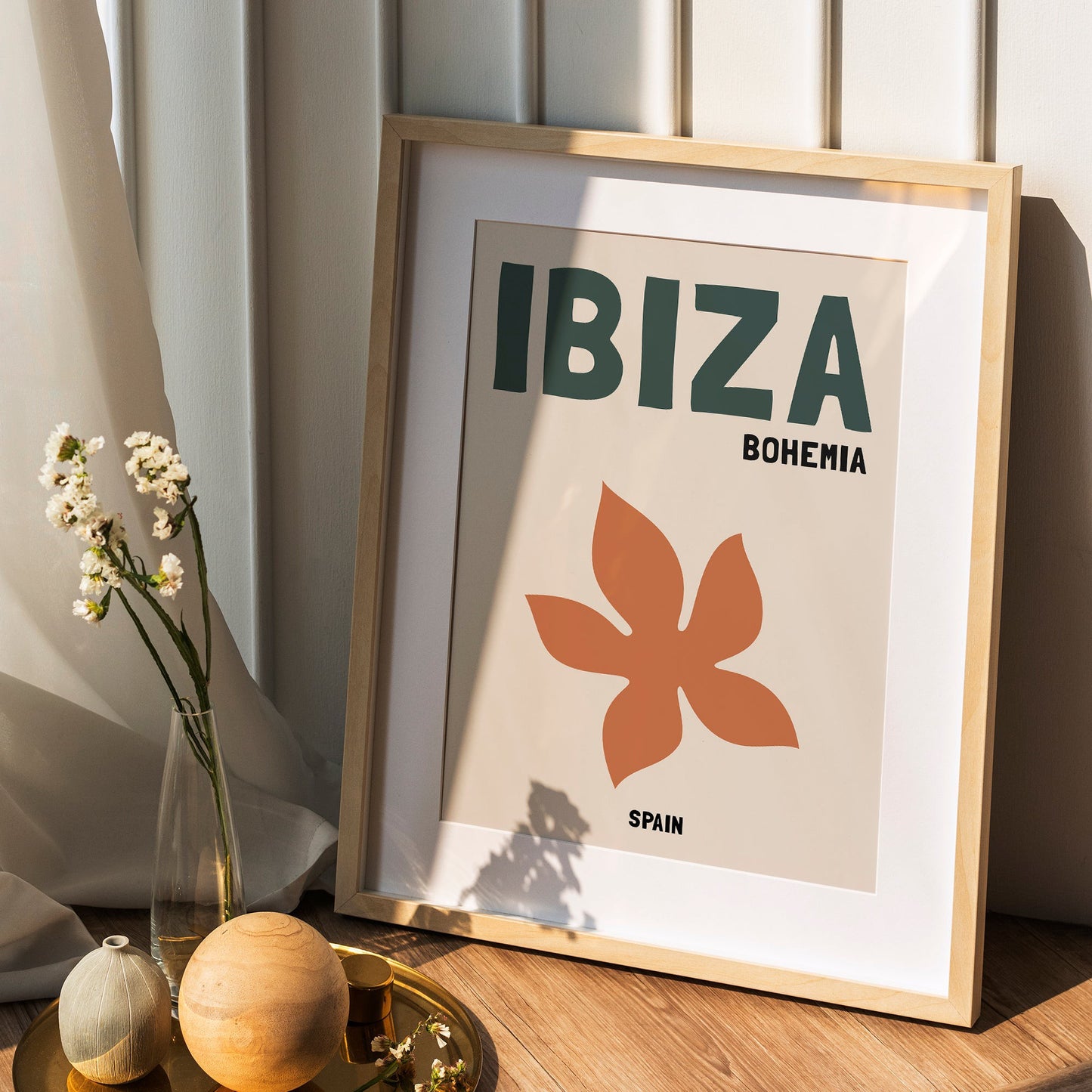 Ibiza Bohemia Beige Travel Print